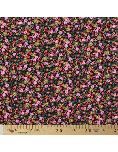 Tissu viscose fantaisie - Samfa orange et rose