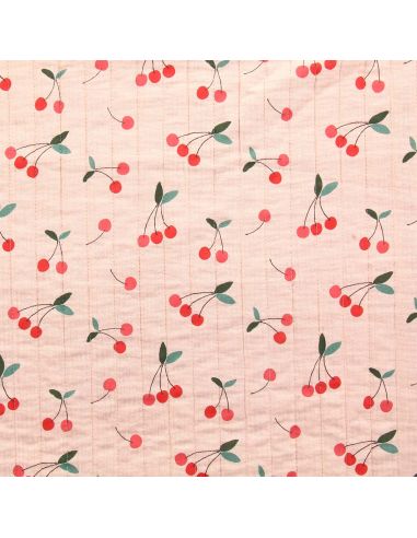 Tissu coton matelassé double face Clafoutis - Peau et cerise