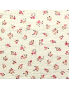 Tissu coton matelassé double face Molisa - Écru et rose 2