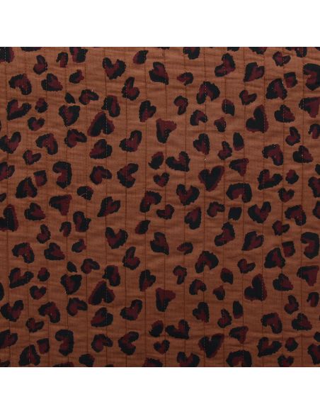 Tissu coton matelassé double face Saian - Marron et auburn