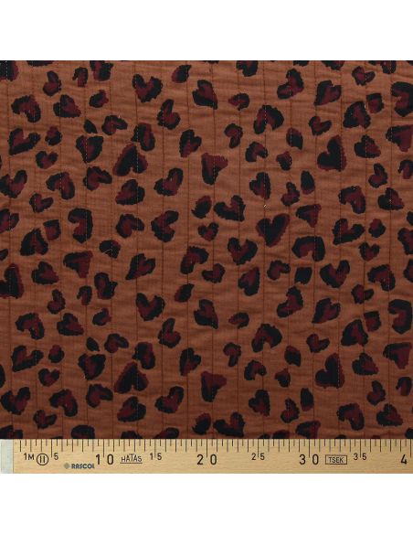 Tissu coton matelassé double face Saian - Marron et auburn