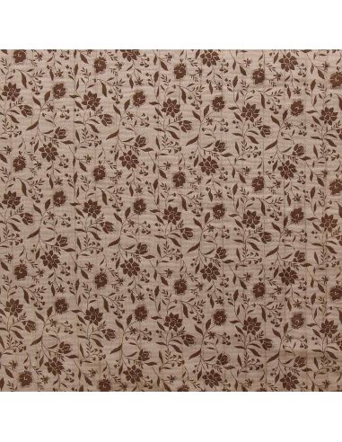 Tissu coton matelassé double face Aryada - Écru et mocha