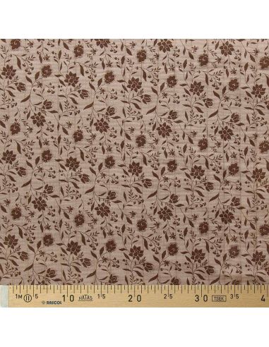 Tissu coton matelassé double face Aryada - Écru et mocha