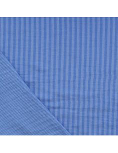 Tissu double gaze gaufrée rayures - Bleu et bleu ciel