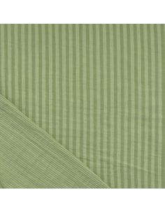 Tissu double gaze gaufrée rayures - Vert clair et amande
