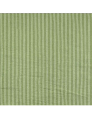Tissu double gaze gaufrée rayures - Vert clair et amande