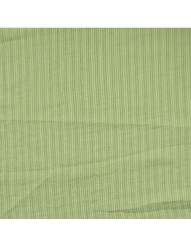 Tissu double gaze gaufrée rayures - Vert clair et amande