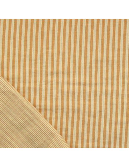Tissu double gaze gaufrée rayures - Vert clair et amande