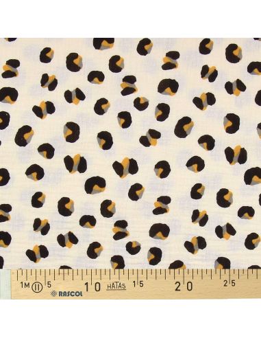 Tissu double gaze imprimé - Safari écru