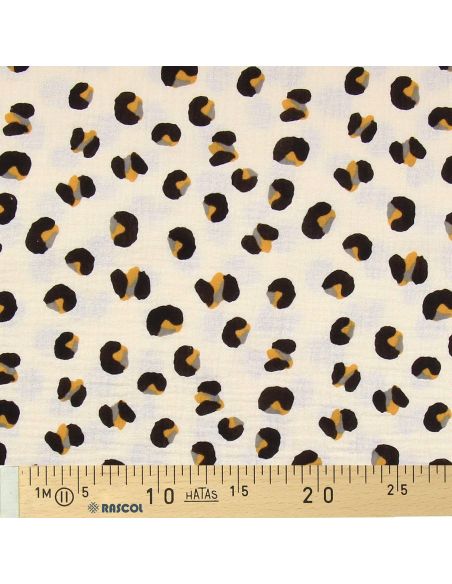 Tissu double gaze imprimé - Safari écru
