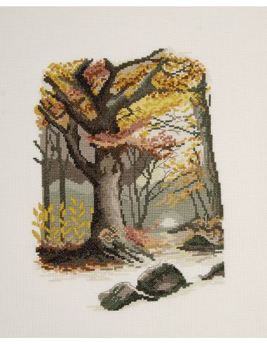 Kit broderie point de croix - Paysage automnal