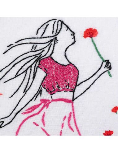 Kit broderie - Coquelicots romantiques