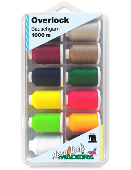 Caja de 12 conos de hilo espuma Aeroflock 1000 m Madeira