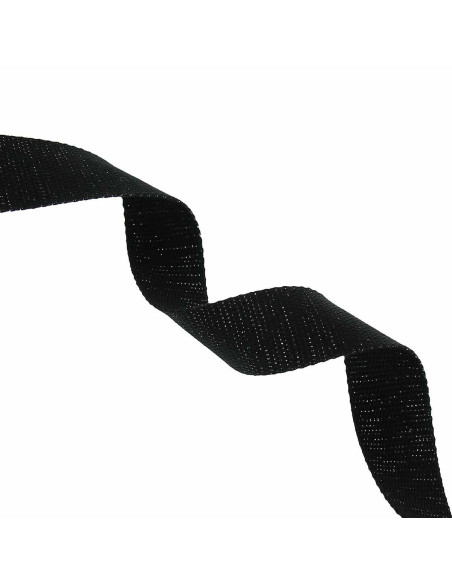 Correa de algodón para bolso brillante - Negro