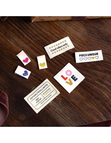 Lot de 7 étiquettes à coudre - Assortiment iconiques