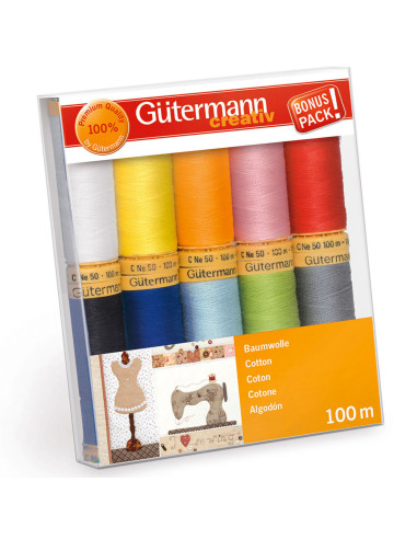 Set de 10 hilos de coser de algodón Gütermann - Vivos