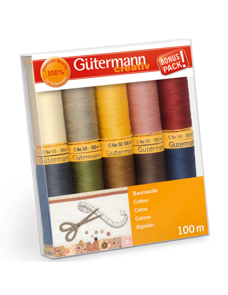 Set de 10 hilos de coser de algodón Gütermann - Otoño