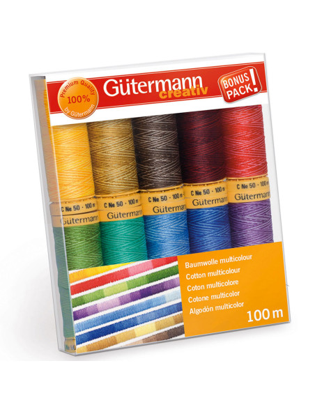 Set de 10 hilos de coser de algodón Gütermann - Multicolor