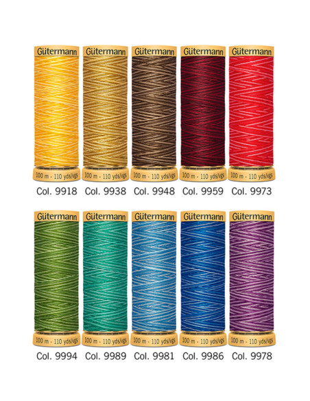 Set de 10 hilos de coser de algodón Gütermann - Multicolor