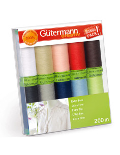 Set de 10 hilos de coser de poliéster Gütermann - Extra fino