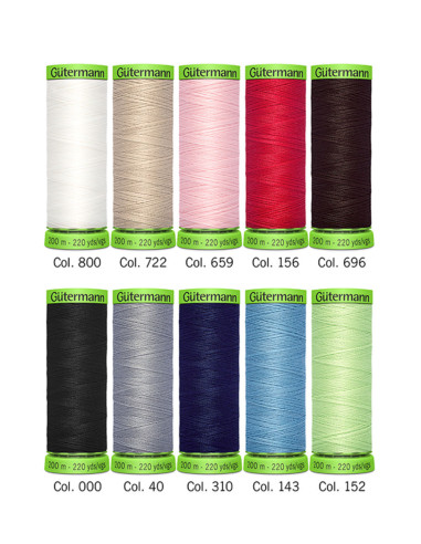 Set de 10 hilos de coser de poliéster Gütermann - Extra fino