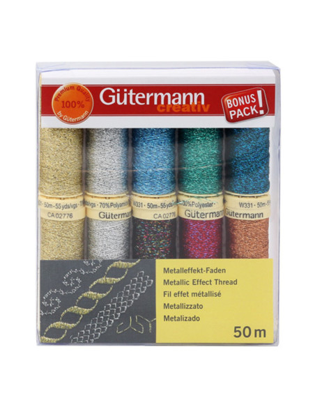 Set de 10 hilos de coser Gütermann - Hilo efecto metalizado