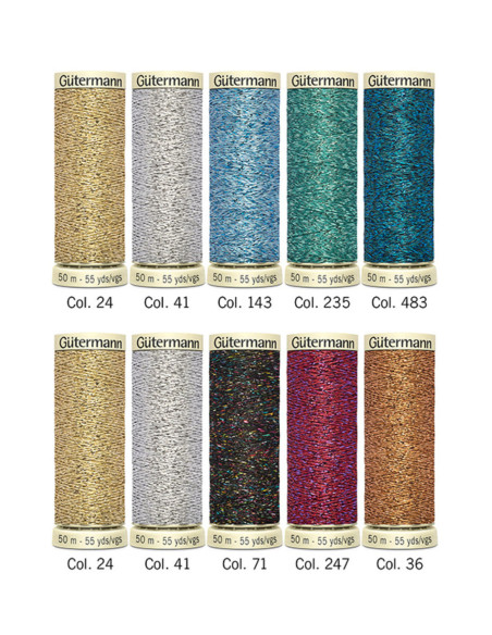 Set de 10 hilos de coser Gütermann - Hilo efecto metalizado