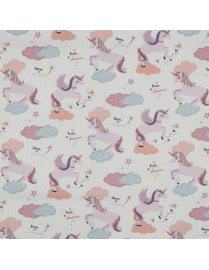 Tissu popeline de coton licorne - Blanc 2