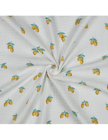Tissu double gaze imprimé - Citrons