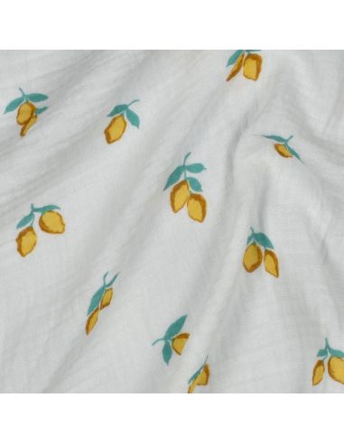 Tissu double gaze imprimé - Citrons