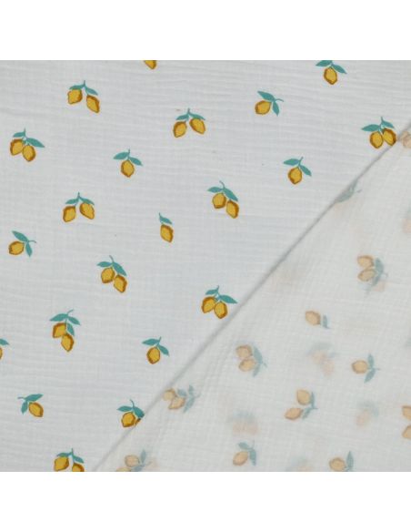 Tissu double gaze imprimé - Citrons