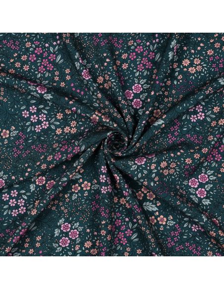 Tissu viscose - Fleurette verte