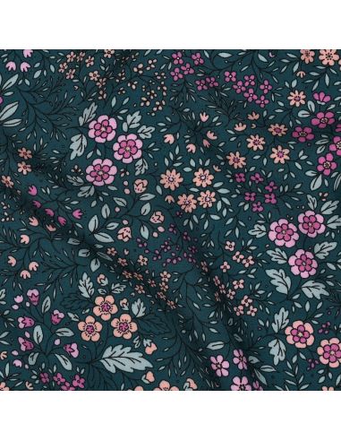 Tissu viscose - Fleurette verte