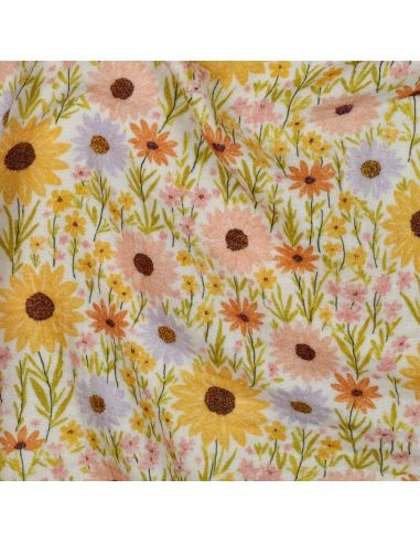Tissu double gaze imprimé - Champs de fleurs