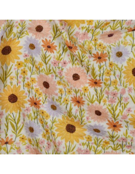 Tissu double gaze imprimé - Champs de fleurs
