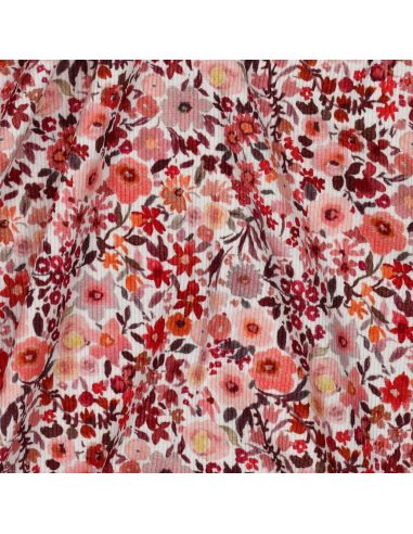 Tissu jersey coton maille côtelé - Romantique rouge