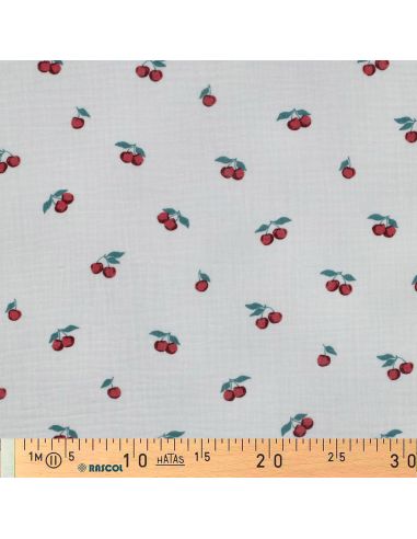 Tissu double gaze imprimé - Cerises