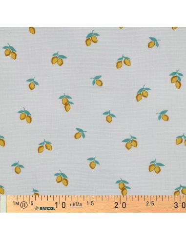 Tissu double gaze imprimé - Citrons