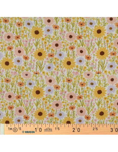 Tissu double gaze imprimé - Champs de fleurs
