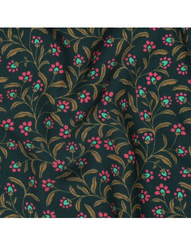 Tissu viscose - Ornements vert
