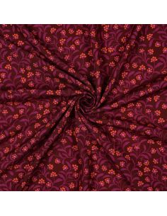 Tissu viscose - Ornements bordeaux