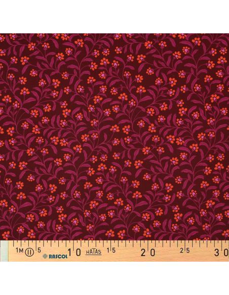 Tissu viscose - Ornements bordeaux