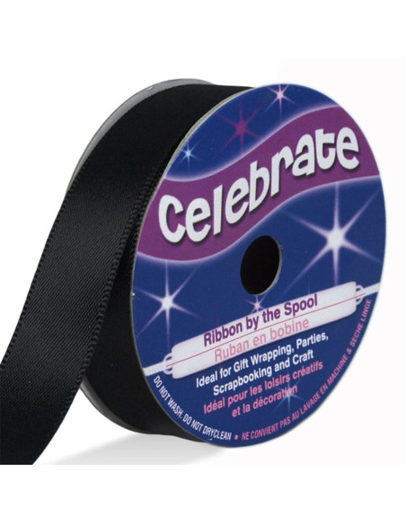 Cinta de satén Celebrate negra - 13 mm x 6 metros
