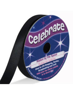 Cinta de satén Celebrate negra - 9 mm x 6 metros