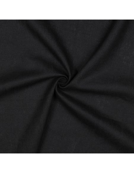 Tissu lin coton lavé - Noir