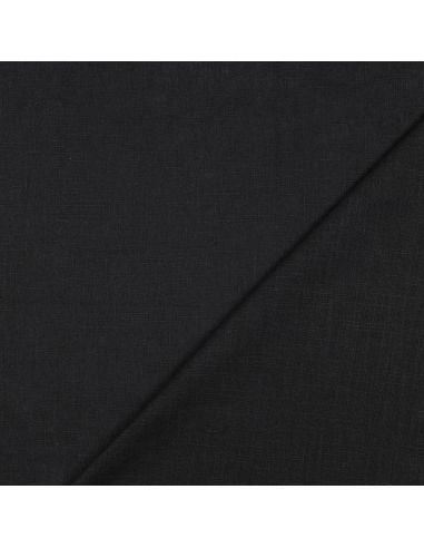 Tissu lin coton lavé - Noir