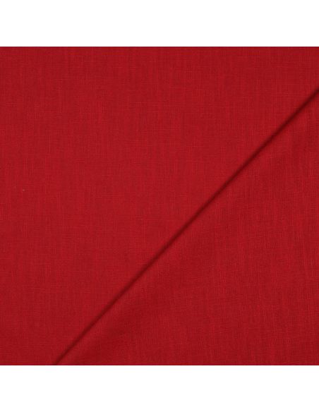 Tissu lin coton lavé - Rouge carmin