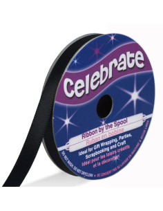 Cinta de satén Celebrate negra - 6 mm x 6 metros