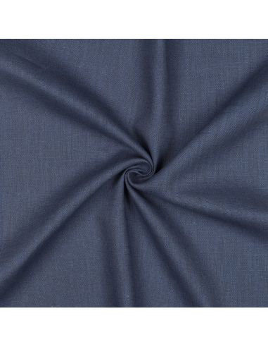 Tissu lin coton lavé - Bleu jeans
