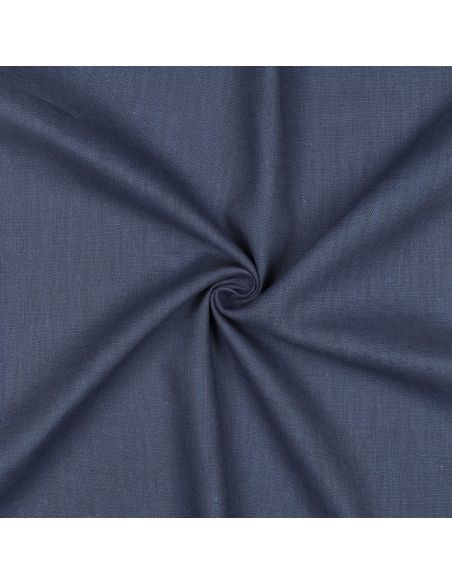 Tissu lin coton lavé - Bleu jeans